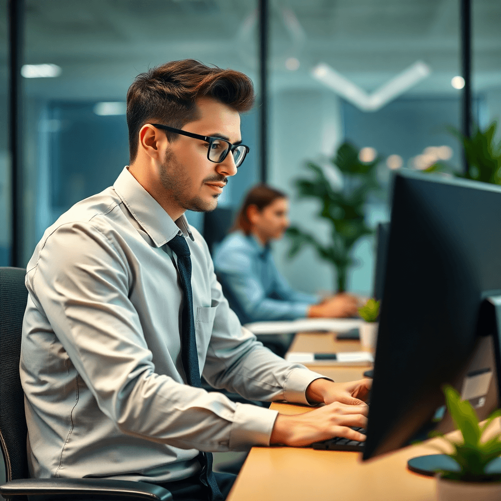 Professional temporary worker in modern office